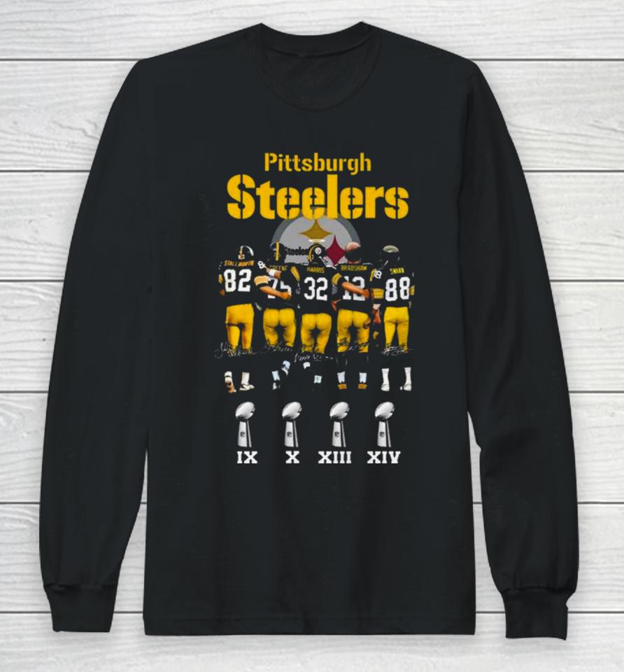Pittsburgh Steelers Stallworth Greene Harris Bradshaw Swann Signatures 2023 Long Sleeve T-Shirt