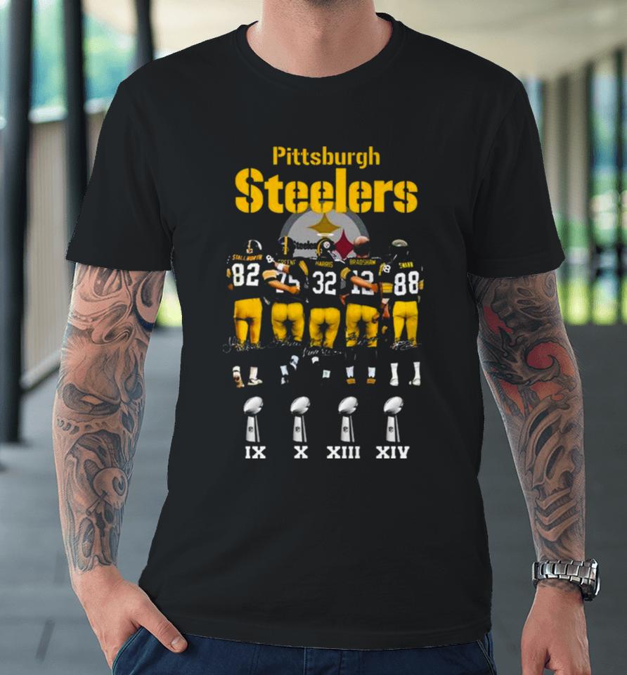 Pittsburgh Steelers Stallworth Greene Harris Bradshaw Swann Signatures 2023 Premium T-Shirt
