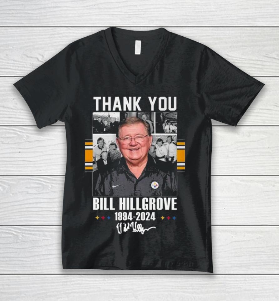 Pittsburgh Steelers Thank You Bill Hillgrove 1994 2024 Signature Unisex V-Neck T-Shirt