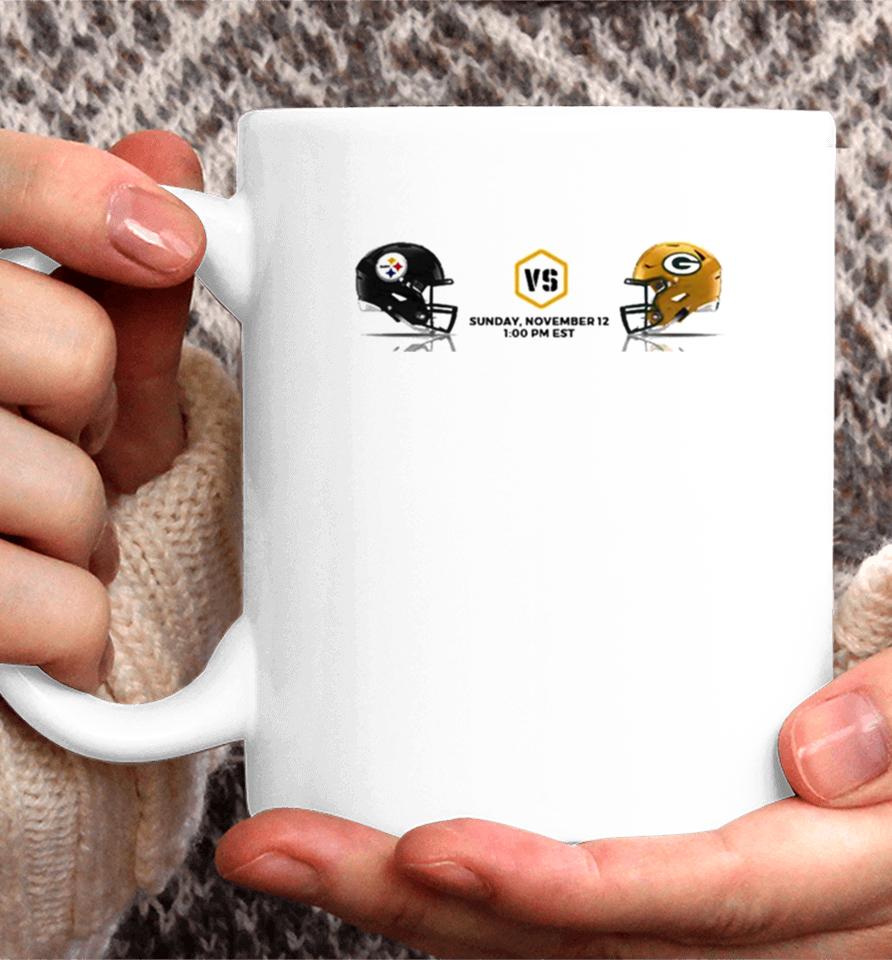 Pittsburgh Steelers Vs Green Bay Packers Nfl 2023 Weekend Helmet Matchup Coffee Mug