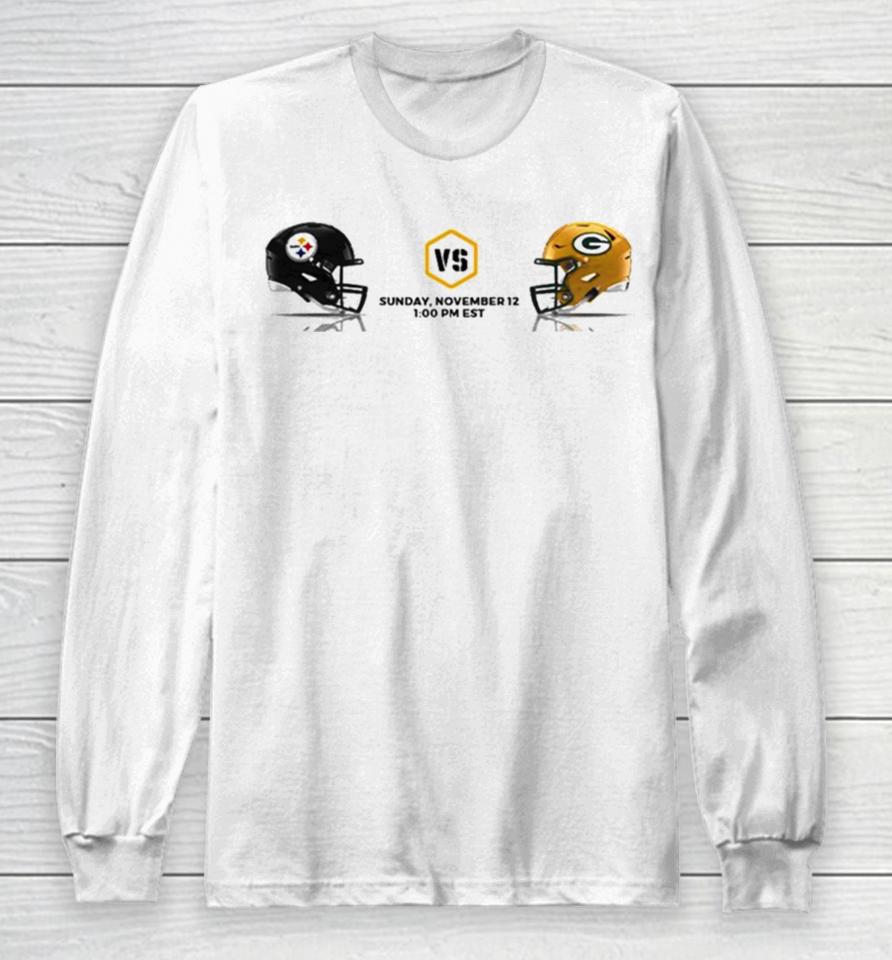 Pittsburgh Steelers Vs Green Bay Packers Nfl 2023 Weekend Helmet Matchup Long Sleeve T-Shirt