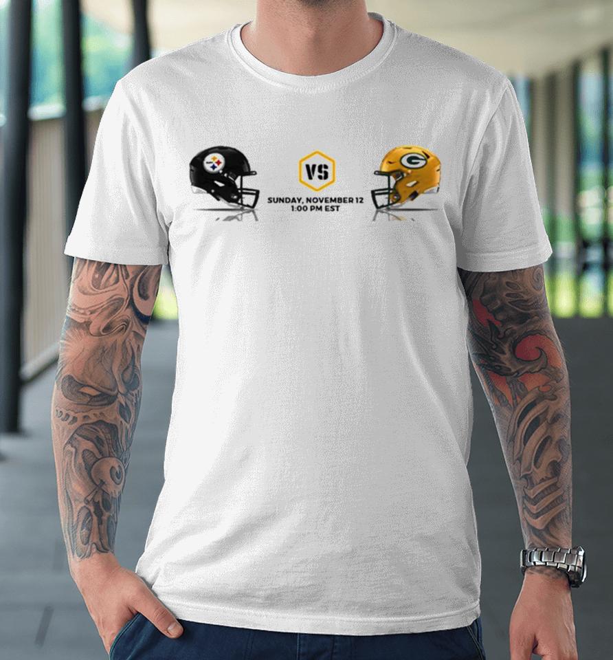 Pittsburgh Steelers Vs Green Bay Packers Nfl 2023 Weekend Helmet Matchup Premium T-Shirt