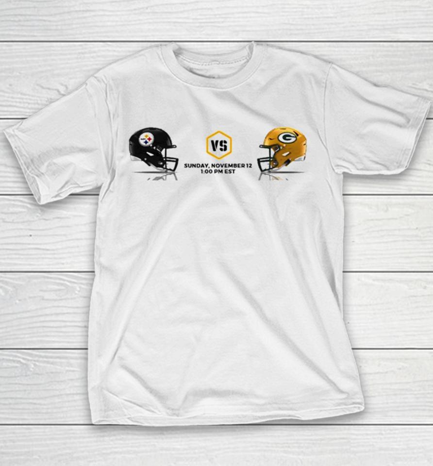 Pittsburgh Steelers Vs Green Bay Packers Nfl 2023 Weekend Helmet Matchup Youth T-Shirt