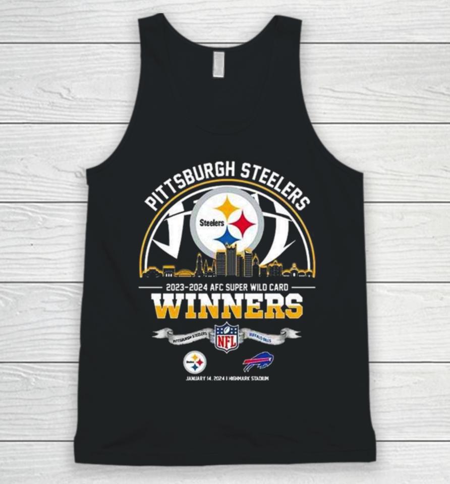 Pittsburgh Steelers Winners Season 2023 2024 Afc Super Wild Card Nfl Divisional Skyline January 14 2024 Highmark Stadium Unisex Tank Top