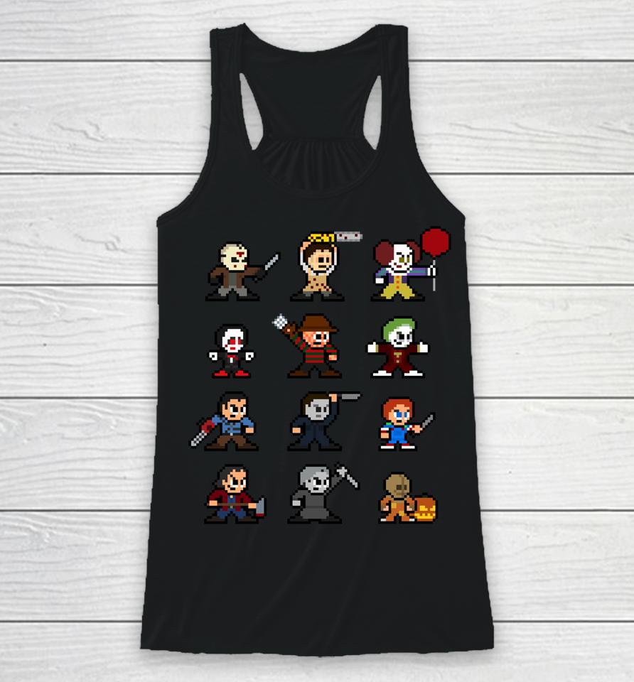 Pixel Halloween Scary Horror Christmas Gamer And Movies Racerback Tank