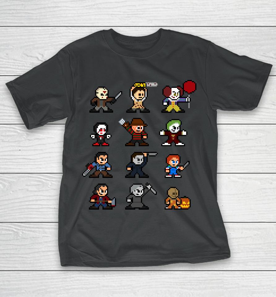 Pixel Halloween Scary Horror Christmas Gamer And Movies T-Shirt