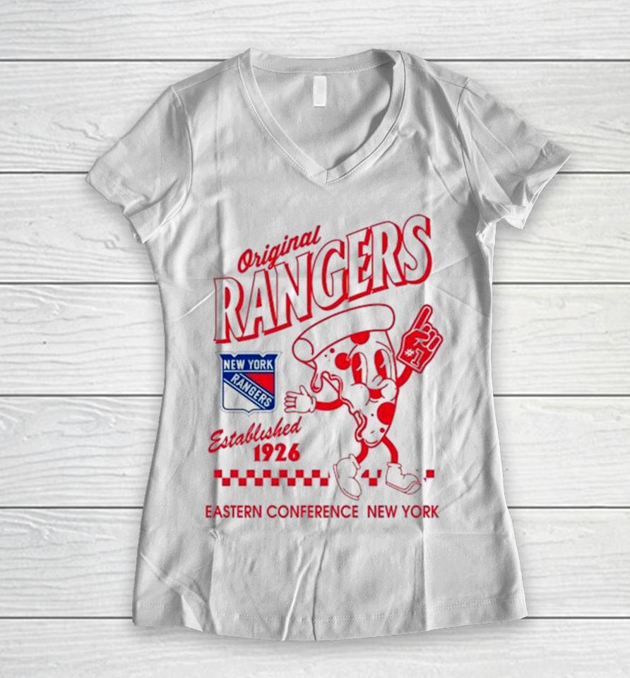 Pizza Glove #1 New York Rangers Eastern Conference Women V-Neck T-Shirt