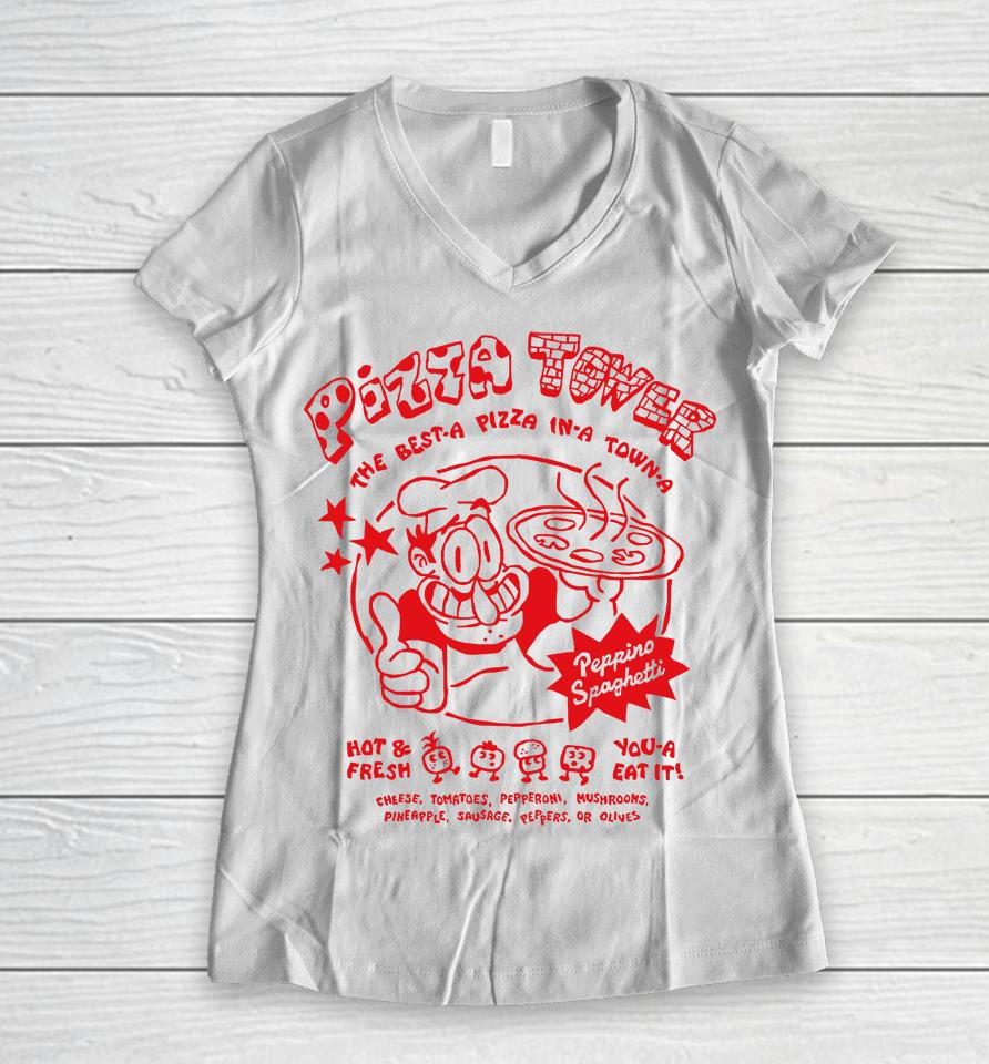 Pizza Tower Women V-Neck T-Shirt