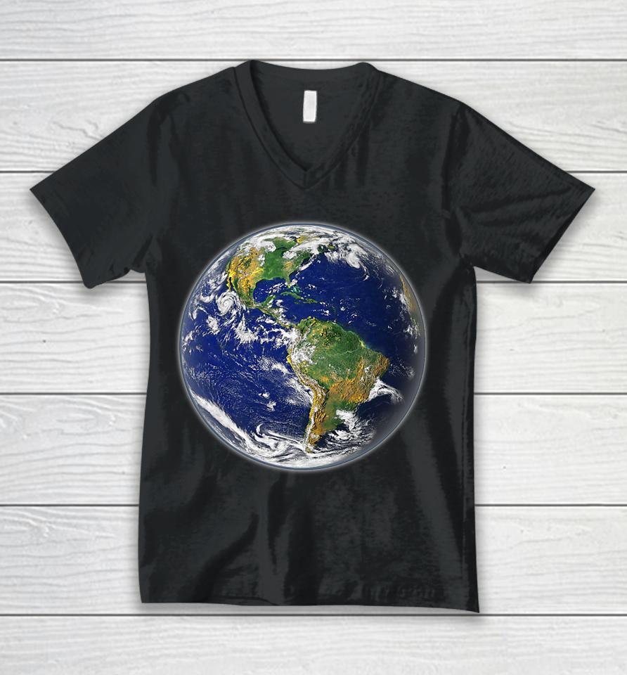 Planet Earth Globe For Earth Day Unisex V-Neck T-Shirt