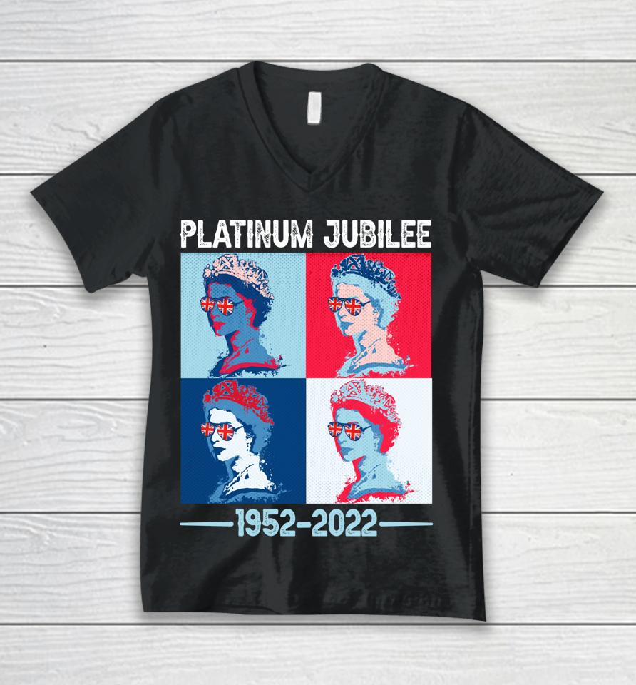 Platinum Jubilee British Monarch Queen 70 Years 2022 Jubilee Unisex V-Neck T-Shirt