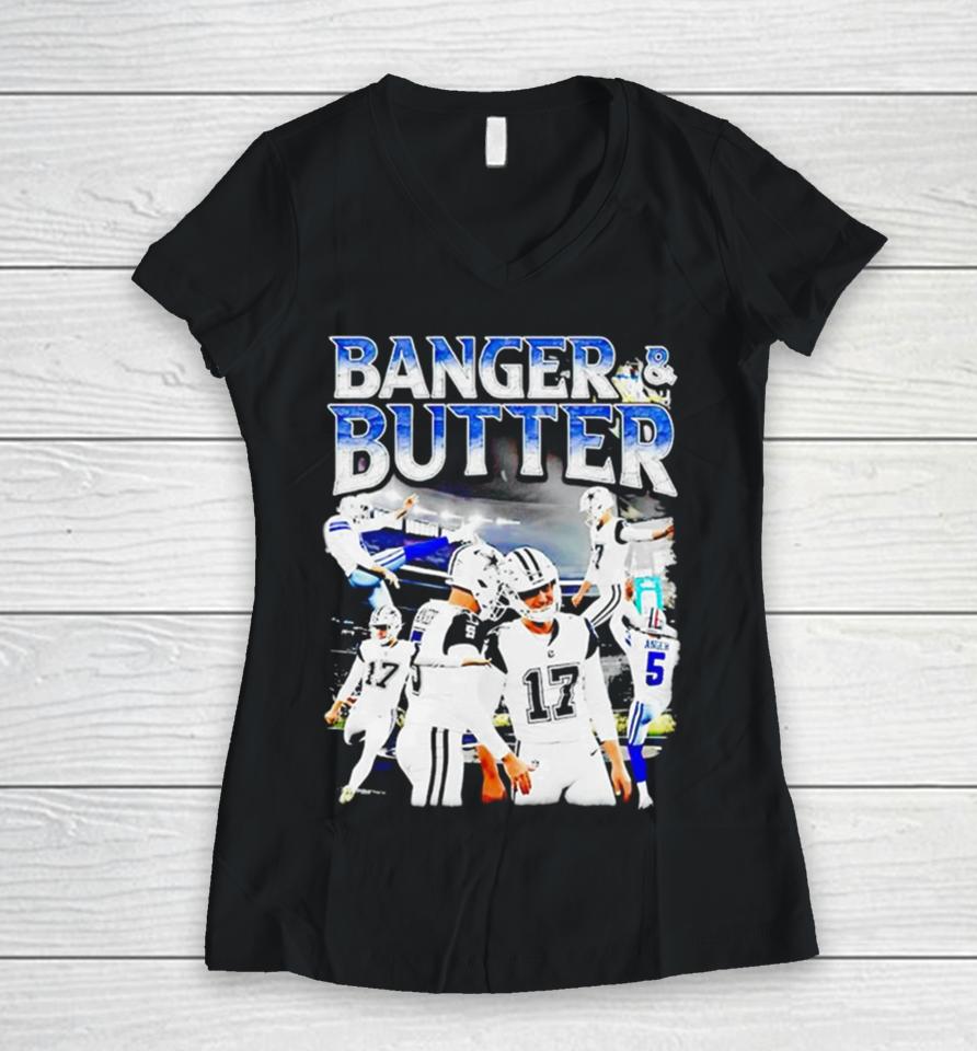 Players Dallas Cowboys Banger And Butter Women V-Neck T-Shirt