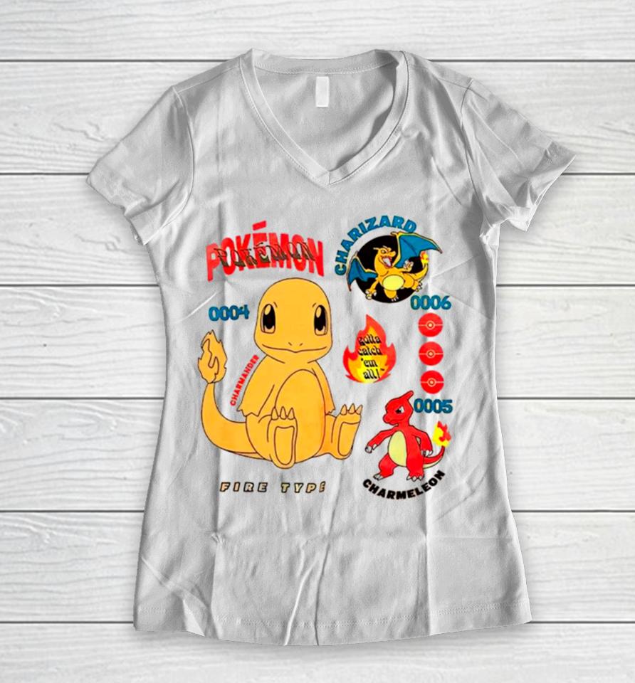 Pokemon Charmander Evolutions Youth Boxlunch Exclusive Women V-Neck T-Shirt