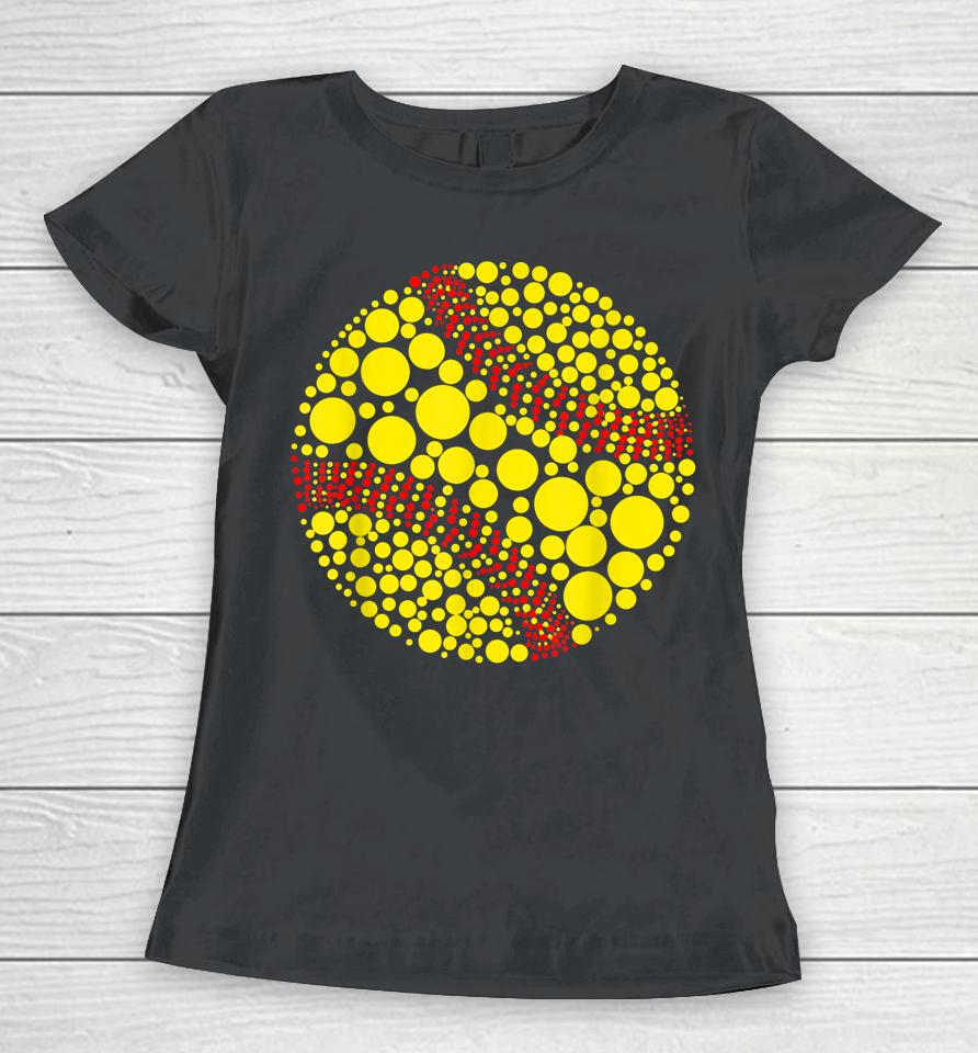 Polka Dot Softball Lover Player International Dot Day Women T-Shirt