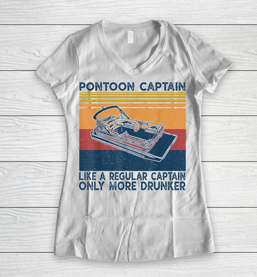 Pontoon Captain Like A Regular Captain Women V-Neck T-Shirt