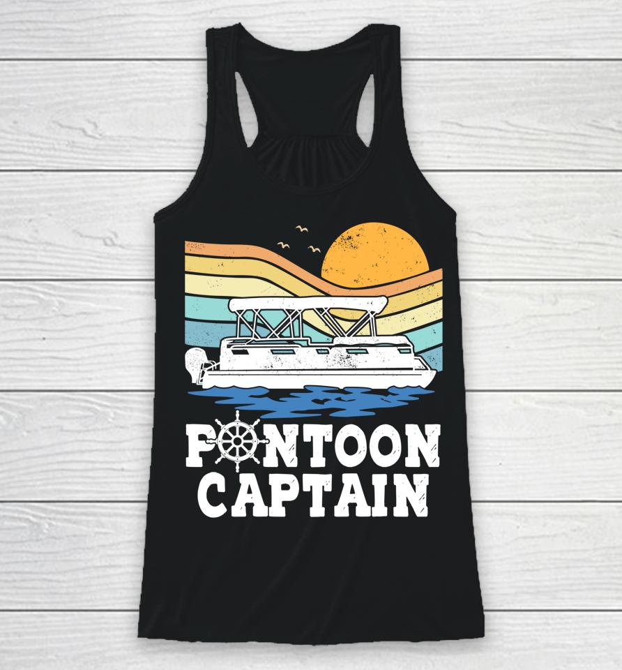 Pontoon Captain Vintage Pontoon Boat Boating Pontooning Gift Racerback Tank