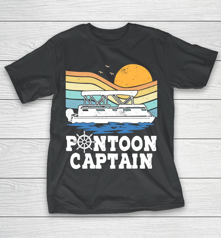 Pontoon Captain Vintage Pontoon Boat Boating Pontooning Gift T-Shirt
