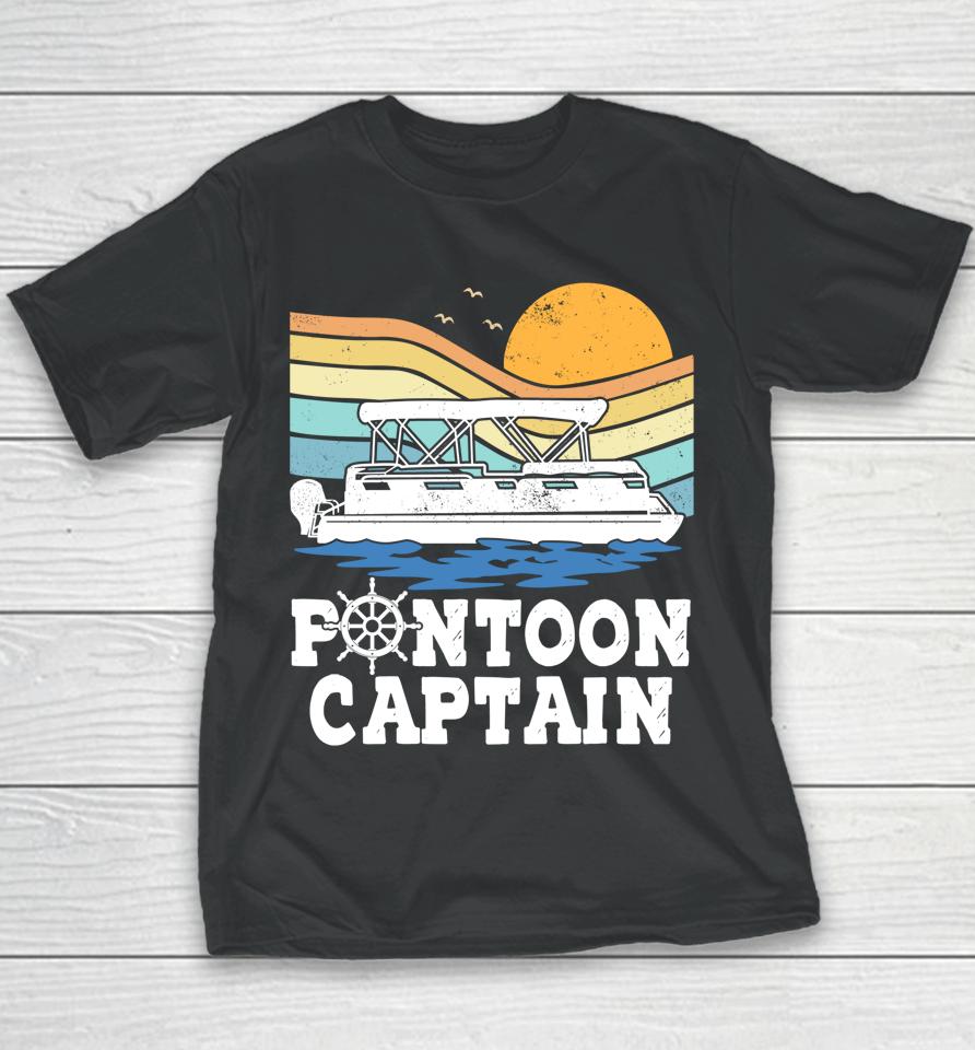 Pontoon Captain Vintage Pontoon Boat Boating Pontooning Gift Youth T-Shirt