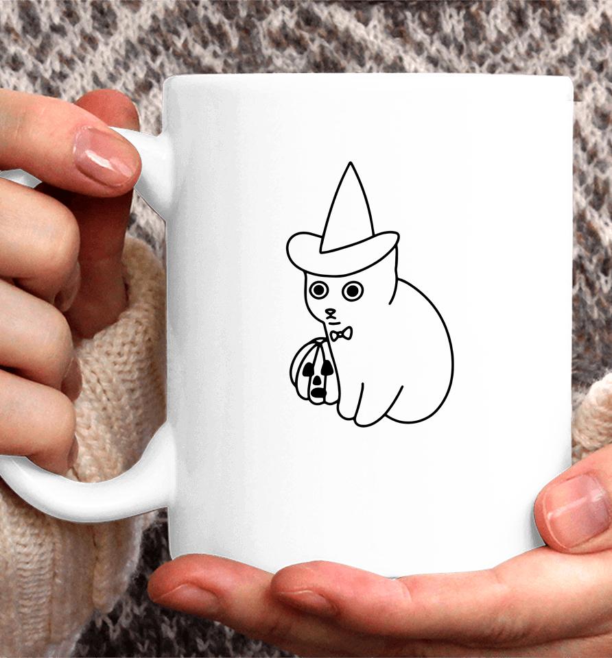 Poorly Cat Draw It's Time Cat Halloween Coffee Mug