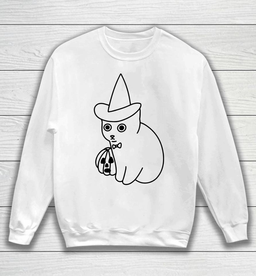 Poorly Cat Draw It's Time Cat Halloween Sweatshirt