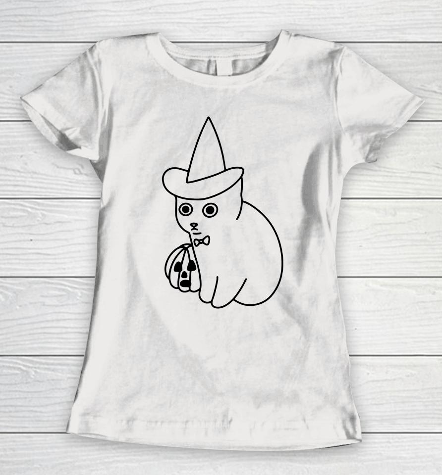 Poorly Cat Draw It's Time Cat Halloween Women T-Shirt