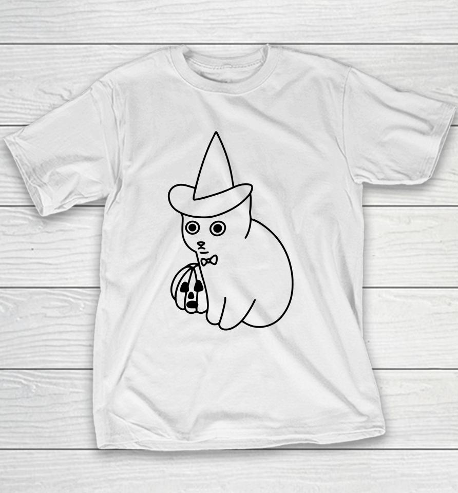 Poorly Cat Draw It's Time Cat Halloween Youth T-Shirt
