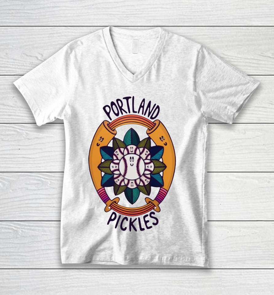Portland Pickles 2023 February Artist Series Mandy Grotie Unisex V-Neck T-Shirt