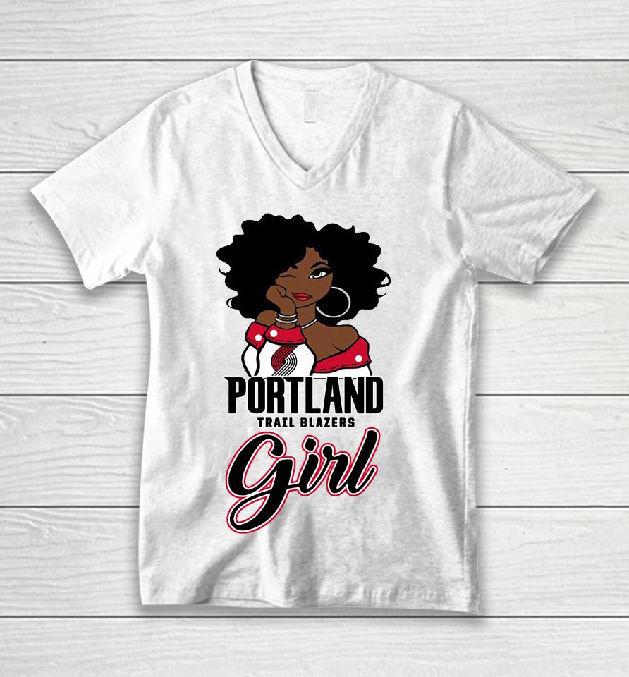 Portland Trail Blazers Girl Nba Unisex V-Neck T-Shirt