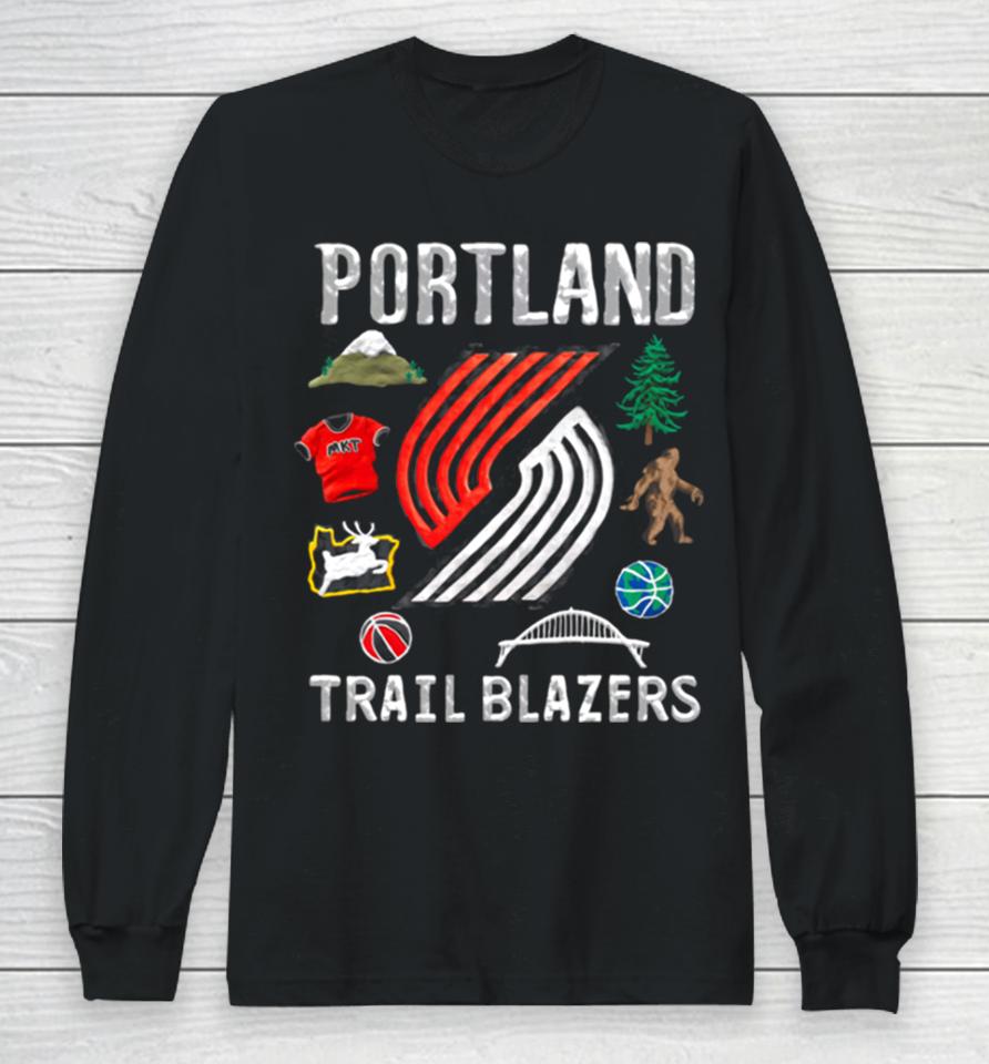 Portland Trail Blazers Nba Black Claymation Long Sleeve T-Shirt