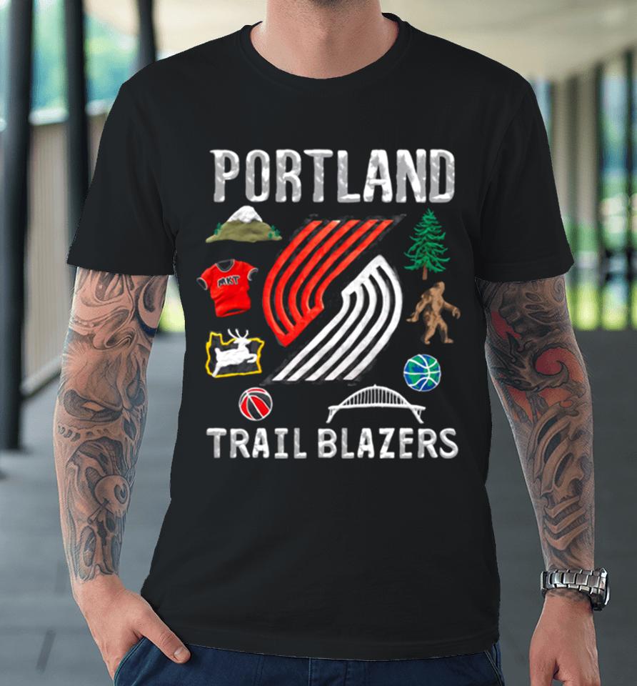 Portland Trail Blazers Nba Black Claymation Premium T-Shirt