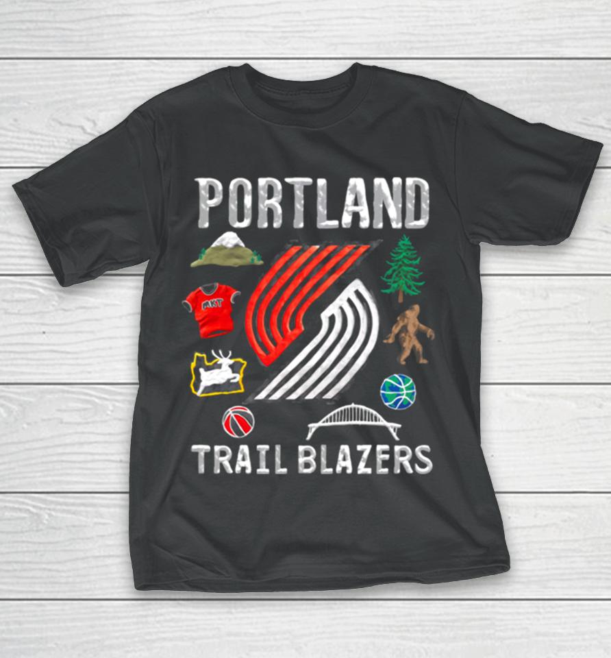Portland Trail Blazers Nba Black Claymation T-Shirt