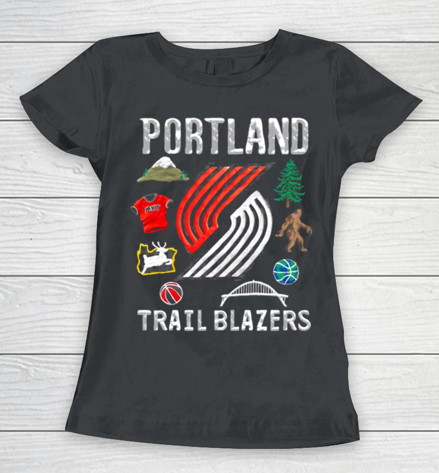 Portland Trail Blazers Nba Black Claymation Women T-Shirt