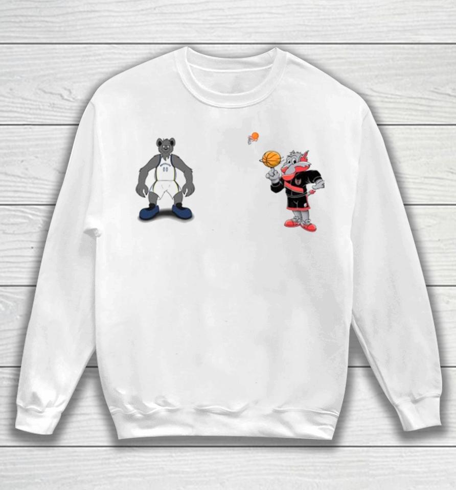 Portland Trail Blazers Vs Memphis Grizzlies Nba 2024 Mascot Cartoon Basketball Sweatshirt