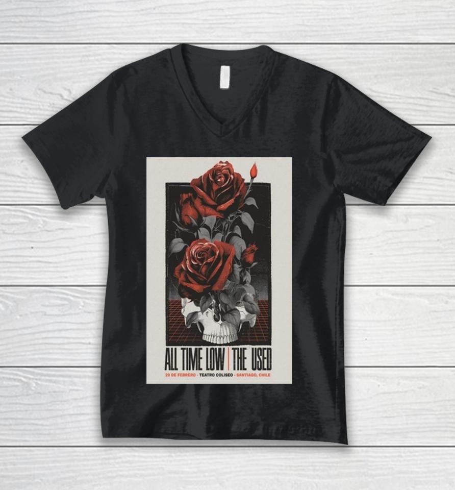 Poster All Time Low The Used 29 De Febrero Teatro Coliseo Santiago Chile Unisex V-Neck T-Shirt
