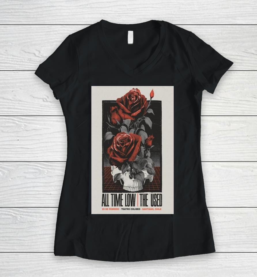 Poster All Time Low The Used 29 De Febrero Teatro Coliseo Santiago Chile Women V-Neck T-Shirt