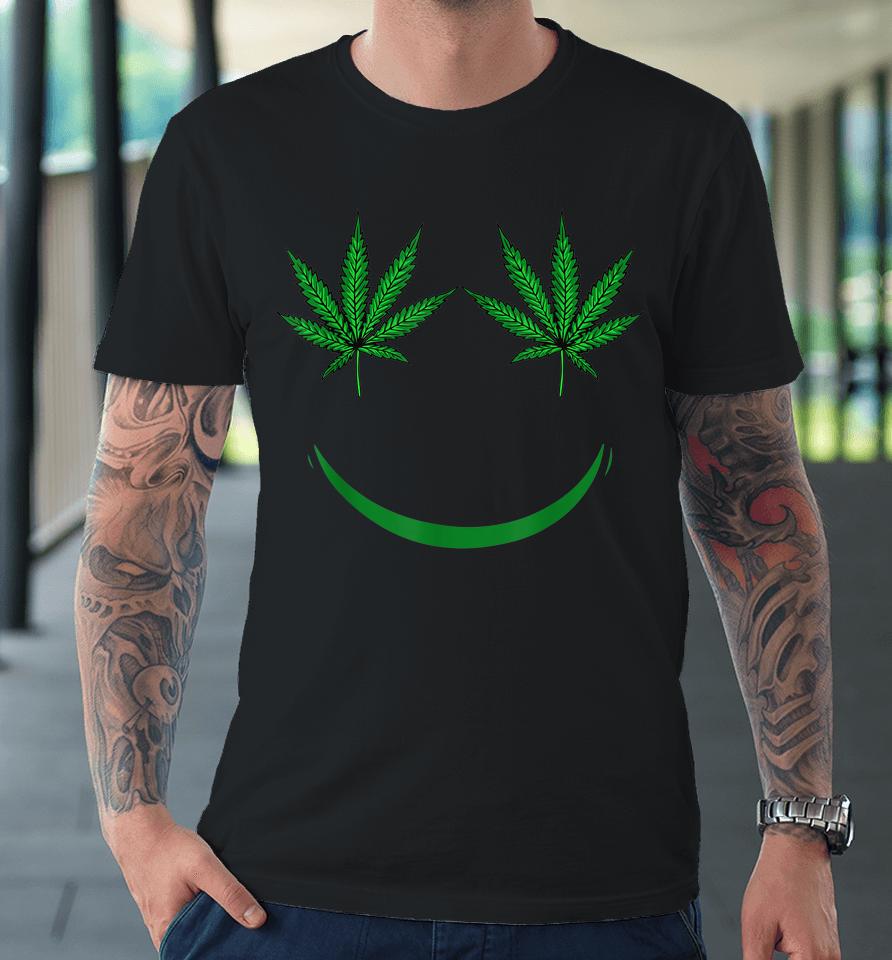 Pot Leaf Smiley Face Weed 420 Premium T-Shirt