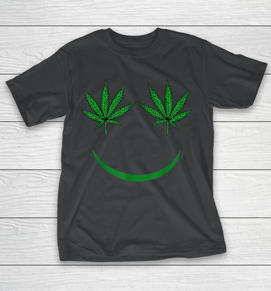 Pot Leaf Smiley Face Weed 420 T-Shirt