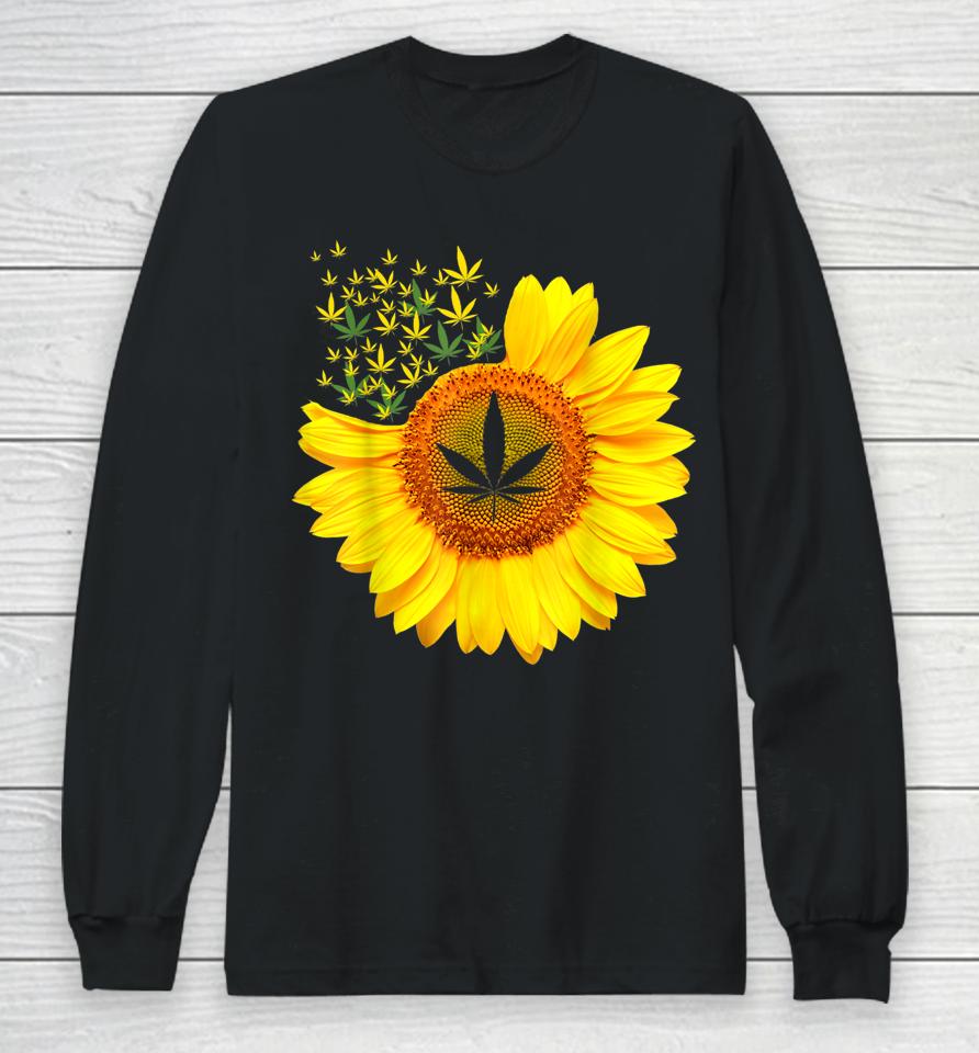 Pot Smoker Sunflower Weed Cannabis 420 Day Long Sleeve T-Shirt