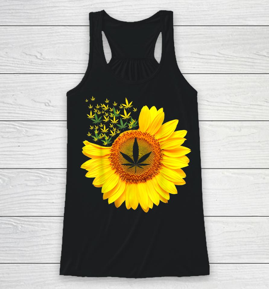 Pot Smoker Sunflower Weed Cannabis 420 Day Racerback Tank
