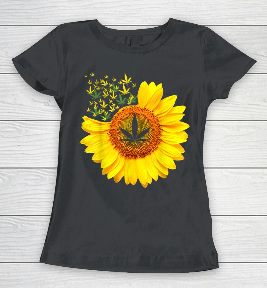 Pot Smoker Sunflower Weed Cannabis 420 Day Women T-Shirt
