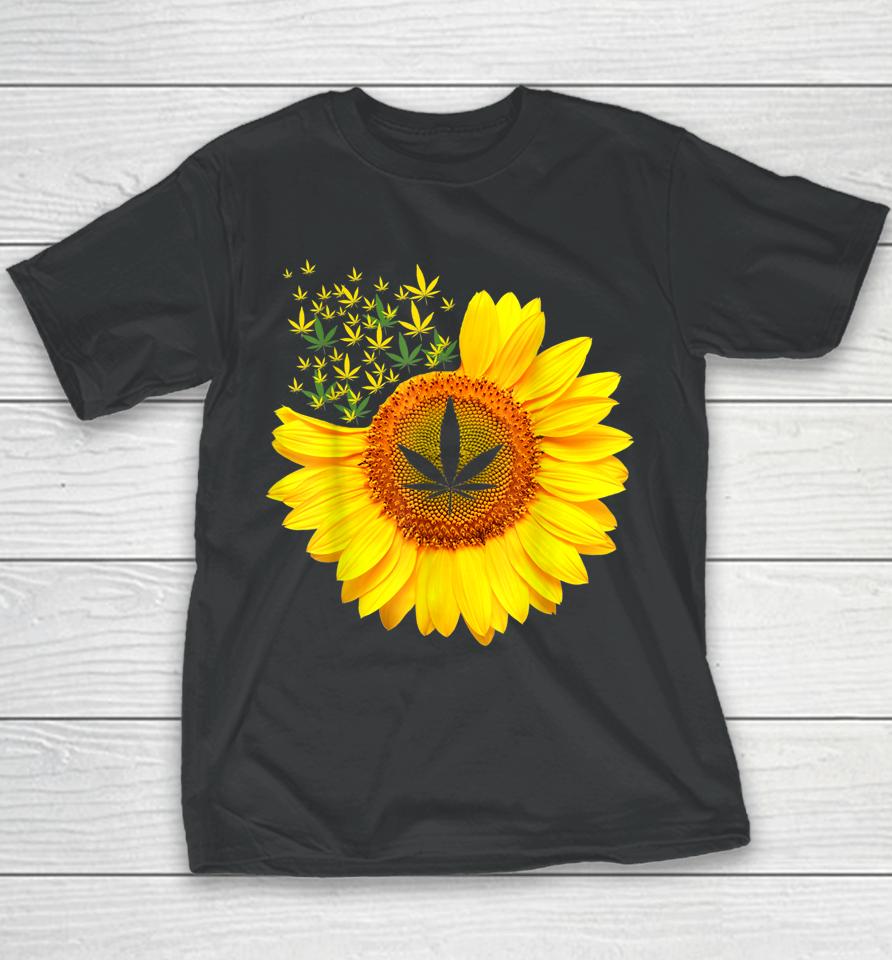 Pot Smoker Sunflower Weed Cannabis 420 Day Youth T-Shirt