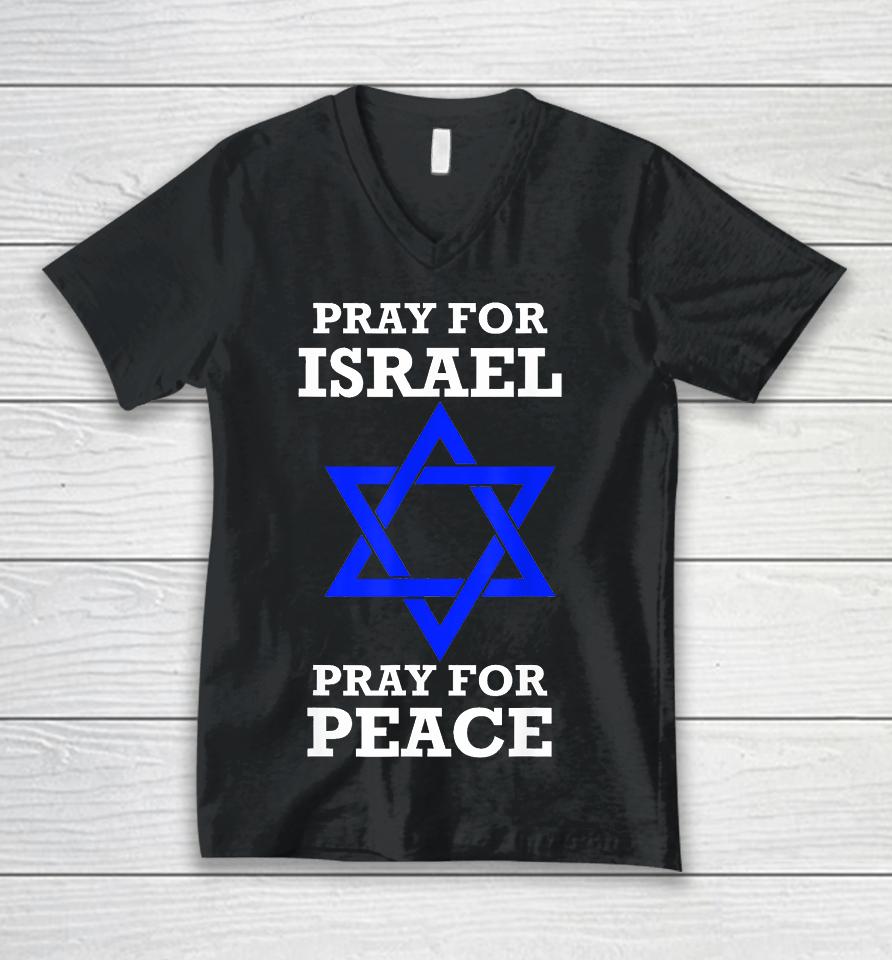 Pray For Israel Peace Unisex V-Neck T-Shirt