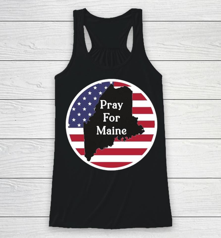 Pray For Maine Strong American Flag Usa Racerback Tank
