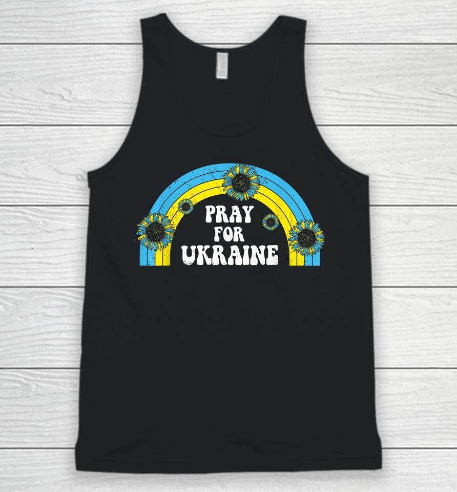 Pray For Ukraine Sunflower Blue Yellow Rainbow Retro Unisex Tank Top