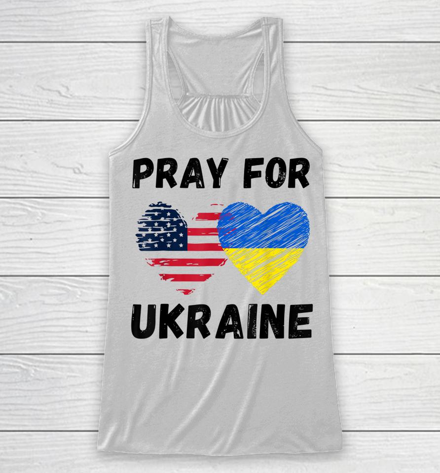 Pray For Ukraine Support Ukrainian American Usa Heart Racerback Tank