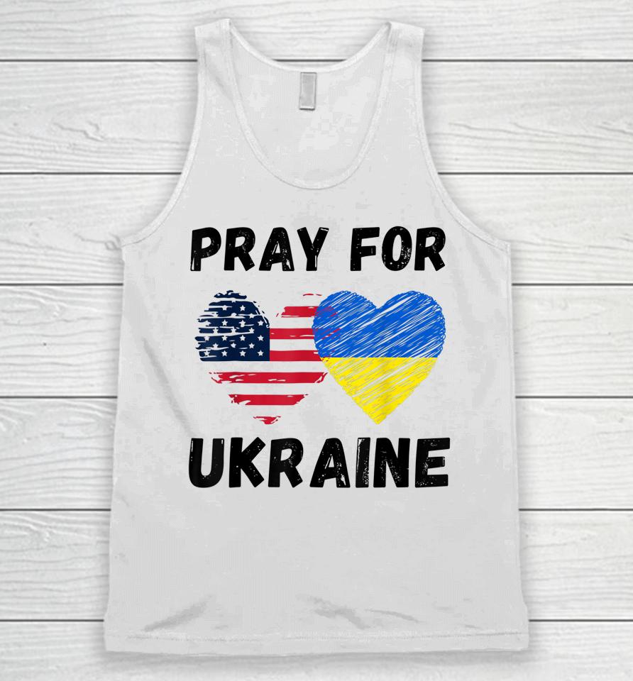 Pray For Ukraine Support Ukrainian American Usa Heart Unisex Tank Top