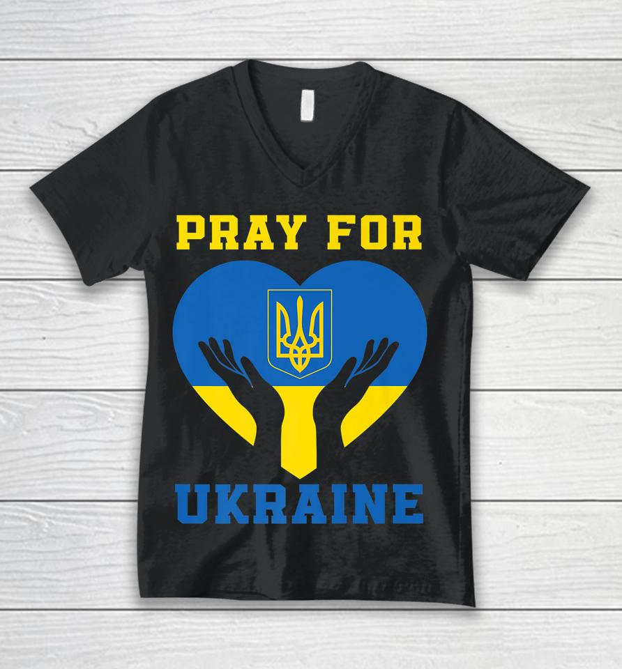 Pray For Ukraine Support Ukrainian I Stand With Ukraine Unisex V-Neck T-Shirt