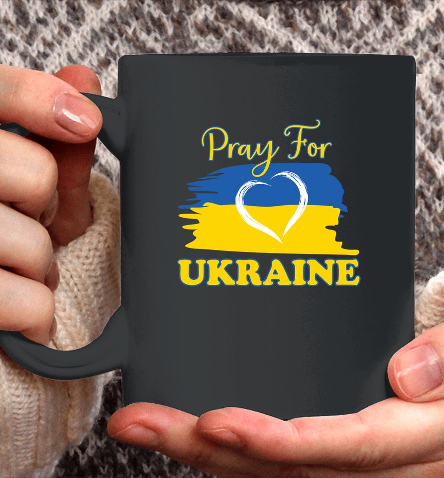 Pray For Ukraine Ukrainian Flag Heart Coffee Mug