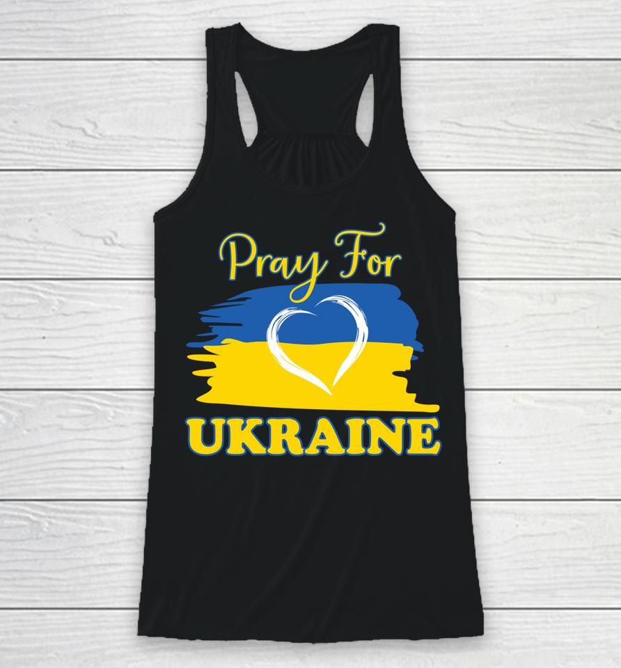 Pray For Ukraine Ukrainian Flag Heart Racerback Tank