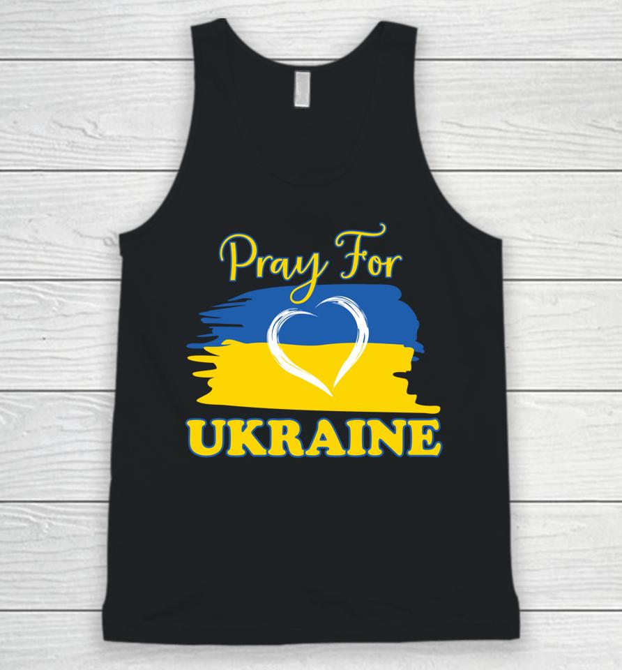 Pray For Ukraine Ukrainian Flag Heart Unisex Tank Top
