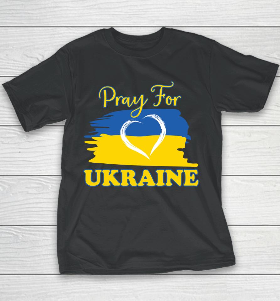 Pray For Ukraine Ukrainian Flag Heart Youth T-Shirt